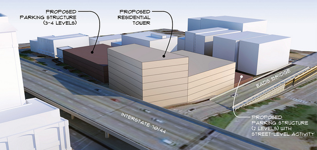 Drury, Lawrence Group Eye Residential Development, Parking Garages for Laclede’s Landing