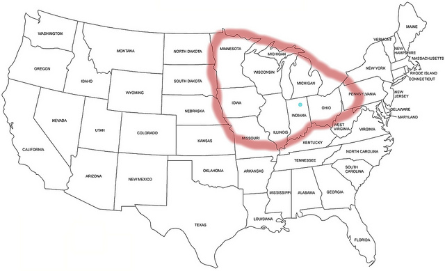 Mental Map of the Midwest, from St. Louis