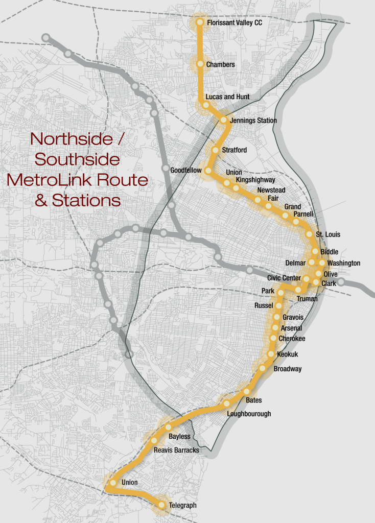 Northside/Southside MetroLink expansion map - St. Louis, MO