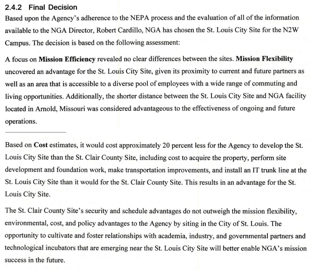NGA final decision