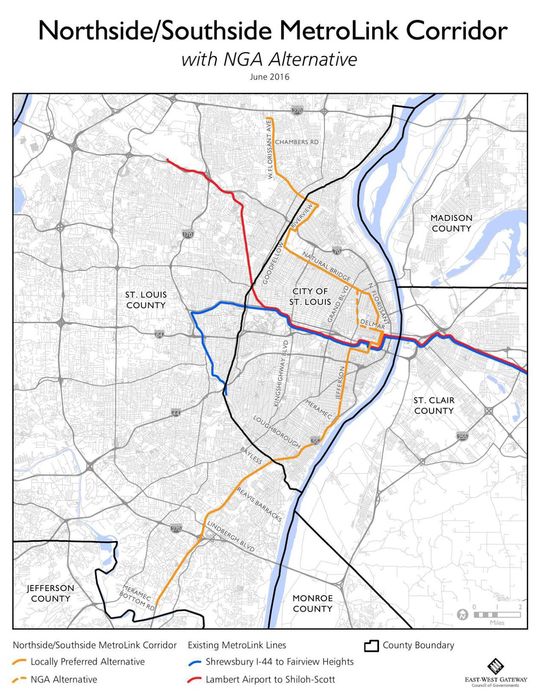 North-South MetroLink map_June 2016
