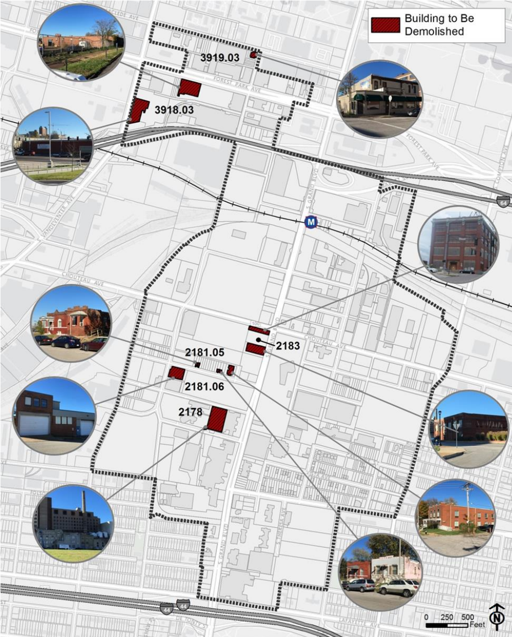 Midtown 353 Redevelopment Plan_buildings to be demolished