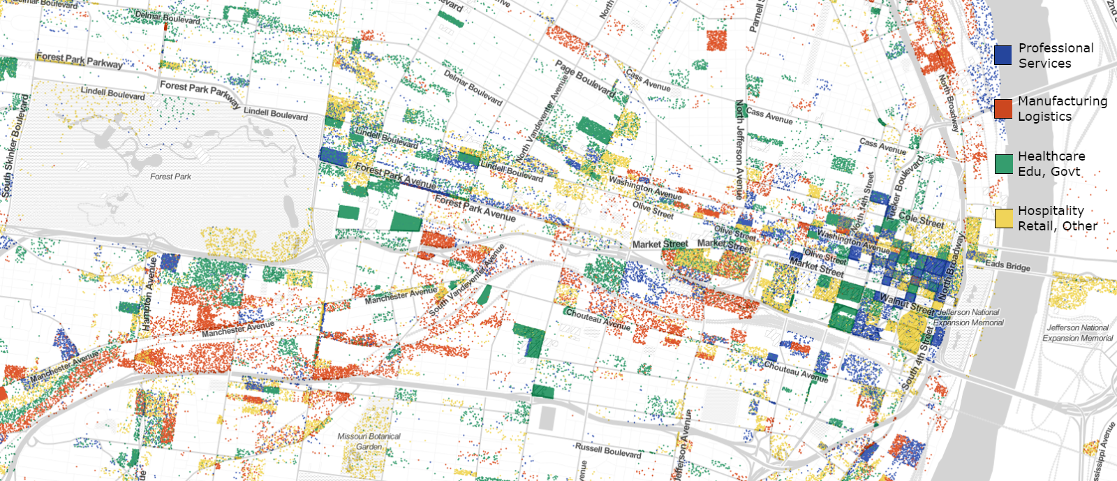 Understanding St. Louis: Asymmetry of Job Counts by Distance/Direction